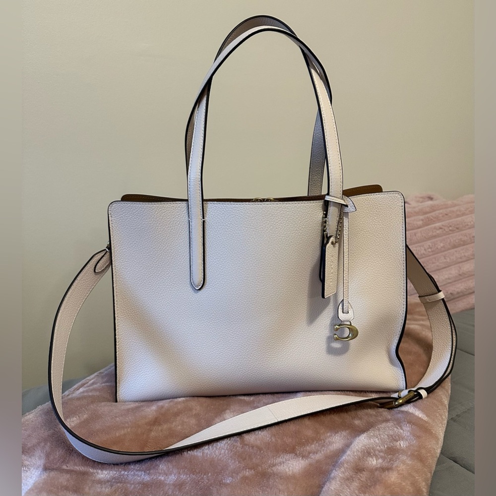 Coach Carter Carryall Chalk Polished Pebbled Leather